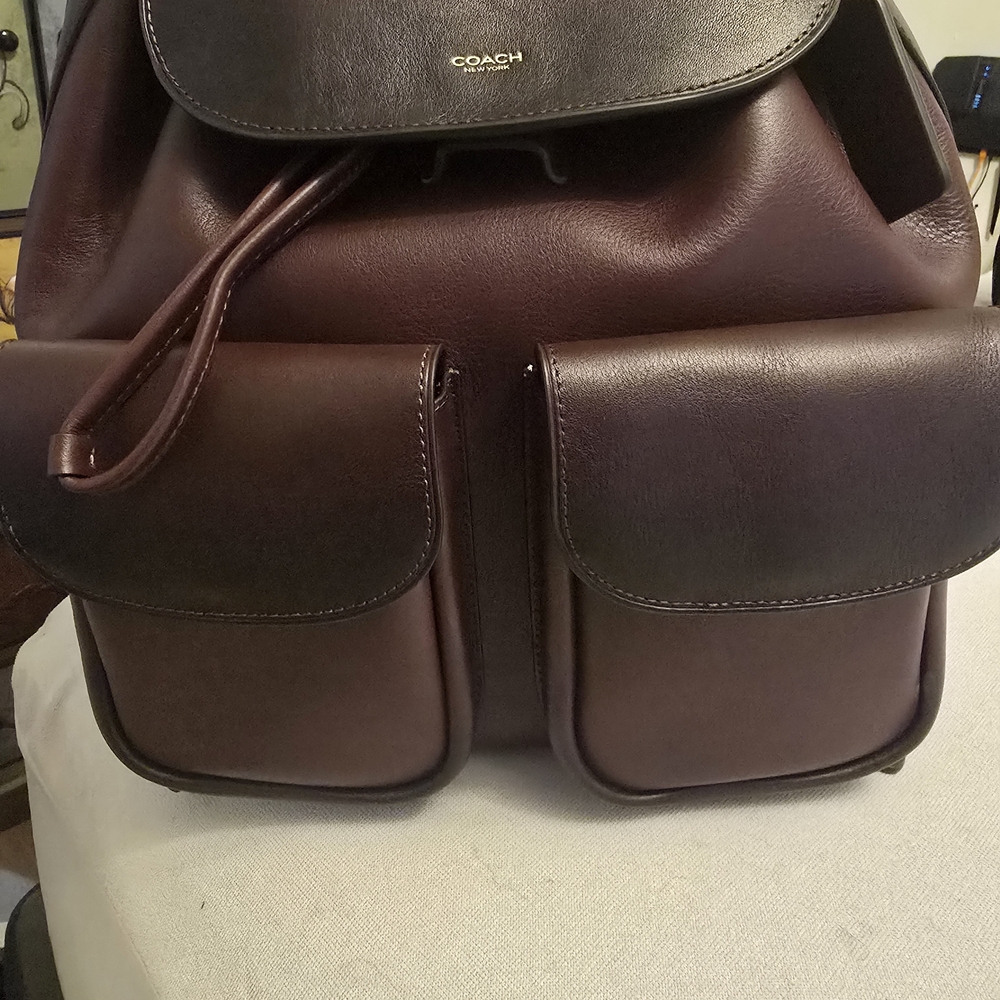 Coach Dark Brown Leather Backpack - Picture 7 of 8